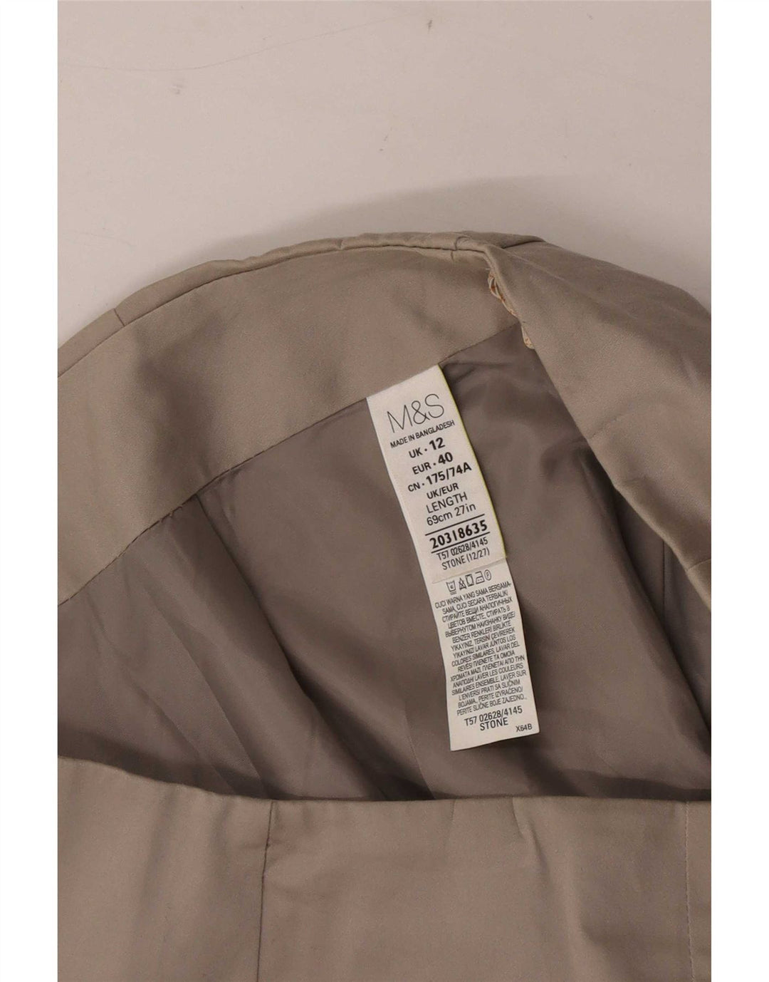Marks & Spencer Womens Pencil Skirt UK 12 Medium W30  Beige Cotton