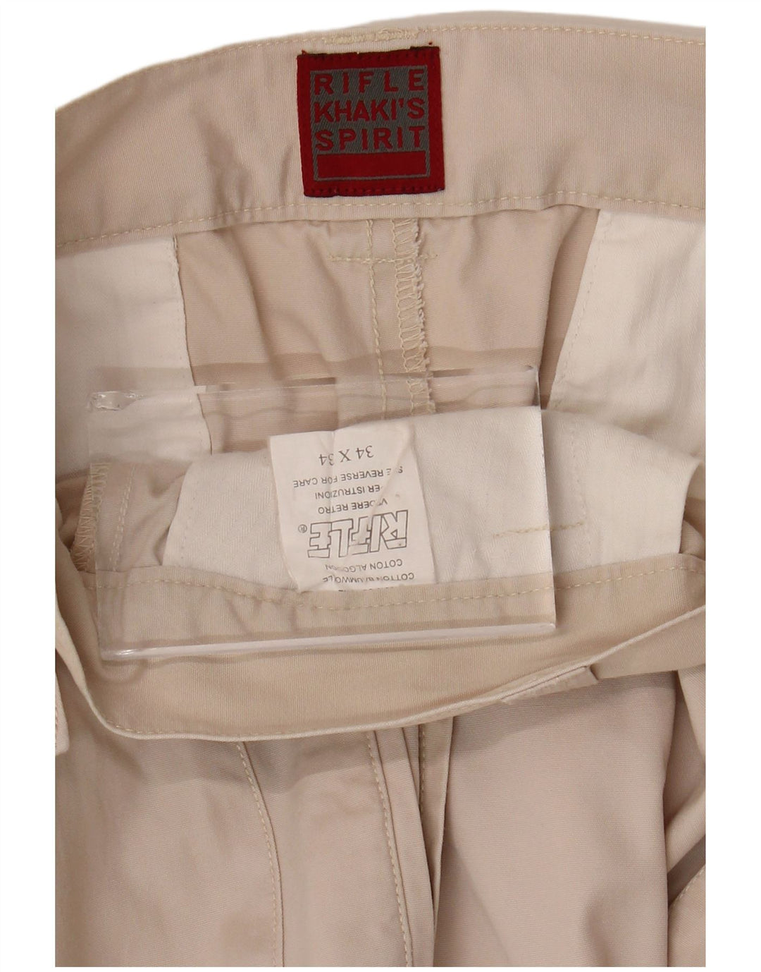 Rifle Mens Straight Cargo Trousers W34 L34 Khaki Cotton