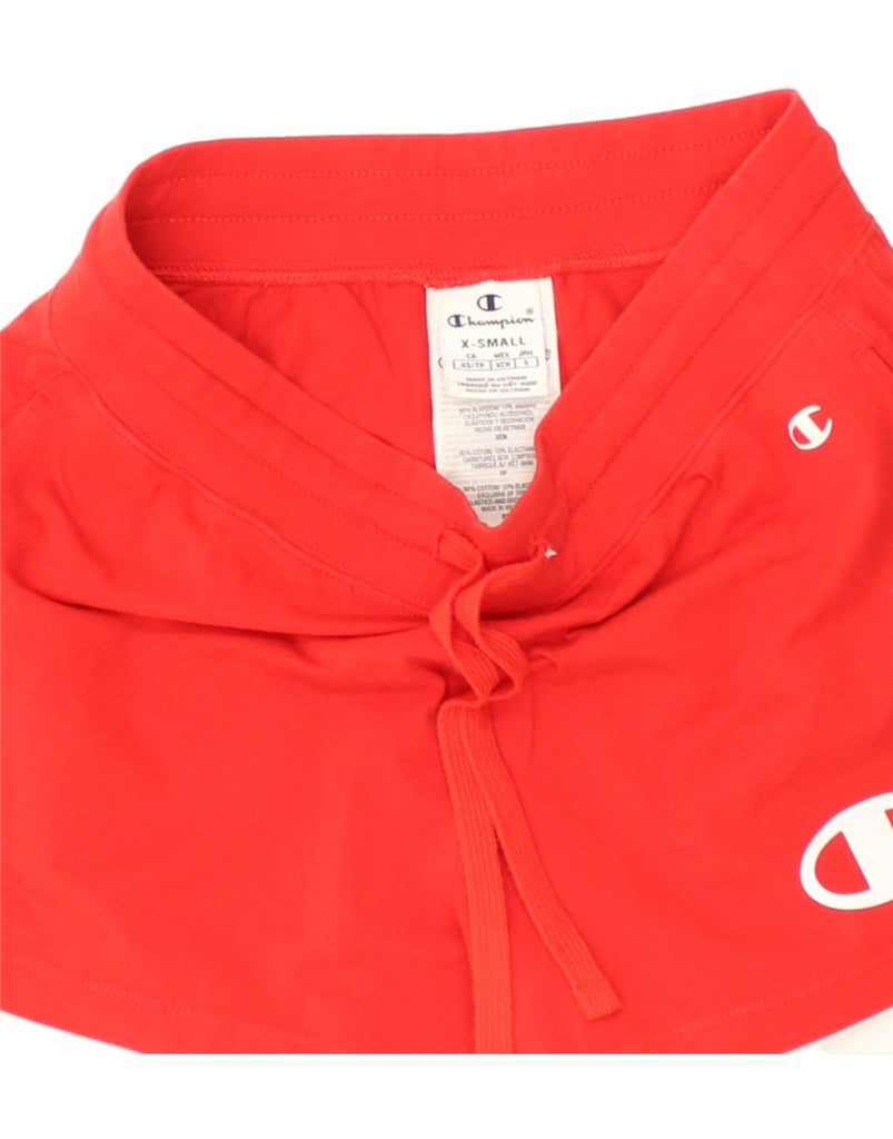 CHAMPION Womens Graphic Sport Shorts UK 6 XS Red Cotton | Vintage Champion | Thrift | Second-Hand Champion | Used Clothing | Messina Hembry 