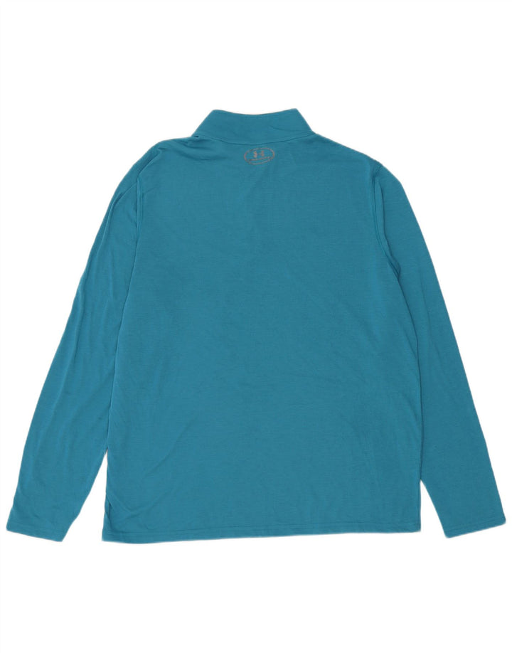 Under Armour Mens Heat Gear Zip Neck Pullover Tracksuit Top Large Blue