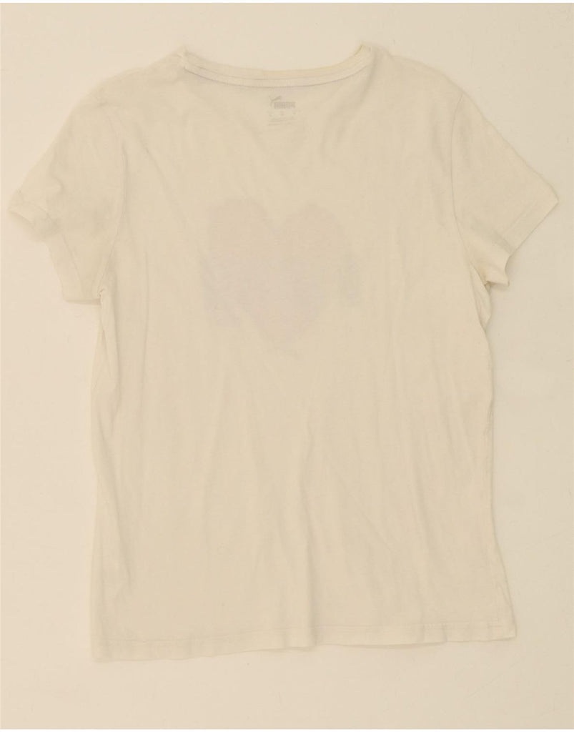 PUMA Womens Graphic T-Shirt Top UK 12 Medium White Vintage Puma and Second-Hand Puma from Messina Hembry 