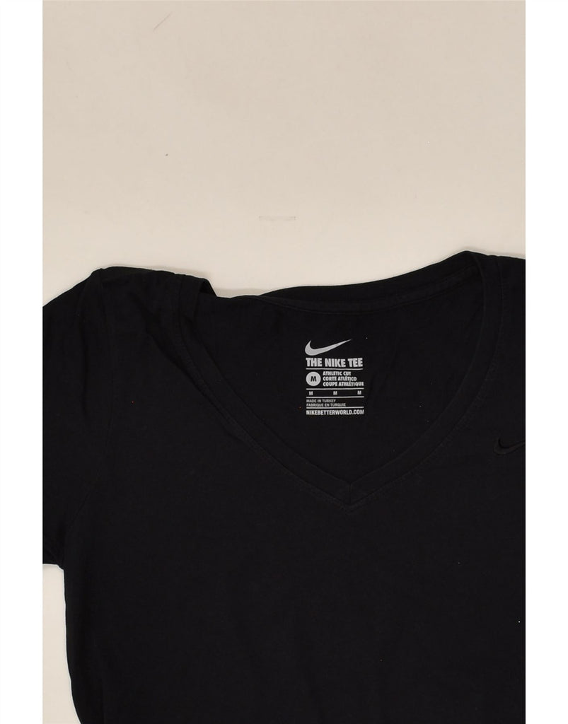 NIKE Womens Athletic Cut T-Shirt Top UK 14 Medium Black Cotton | Vintage Nike | Thrift | Second-Hand Nike | Used Clothing | Messina Hembry 