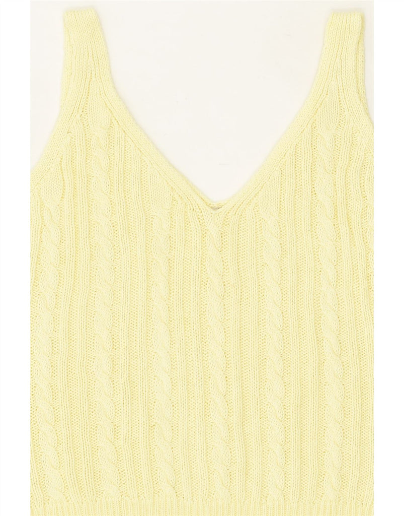 VINTAGE Womens Knit Vest Top UK 12 Medium Yellow | Vintage Vintage | Thrift | Second-Hand Vintage | Used Clothing | Messina Hembry 