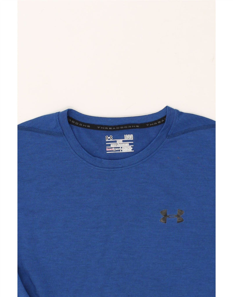 UNDER ARMOUR Mens Heat Gear T-Shirt Top Large Blue | Vintage Under Armour | Thrift | Second-Hand Under Armour | Used Clothing | Messina Hembry 