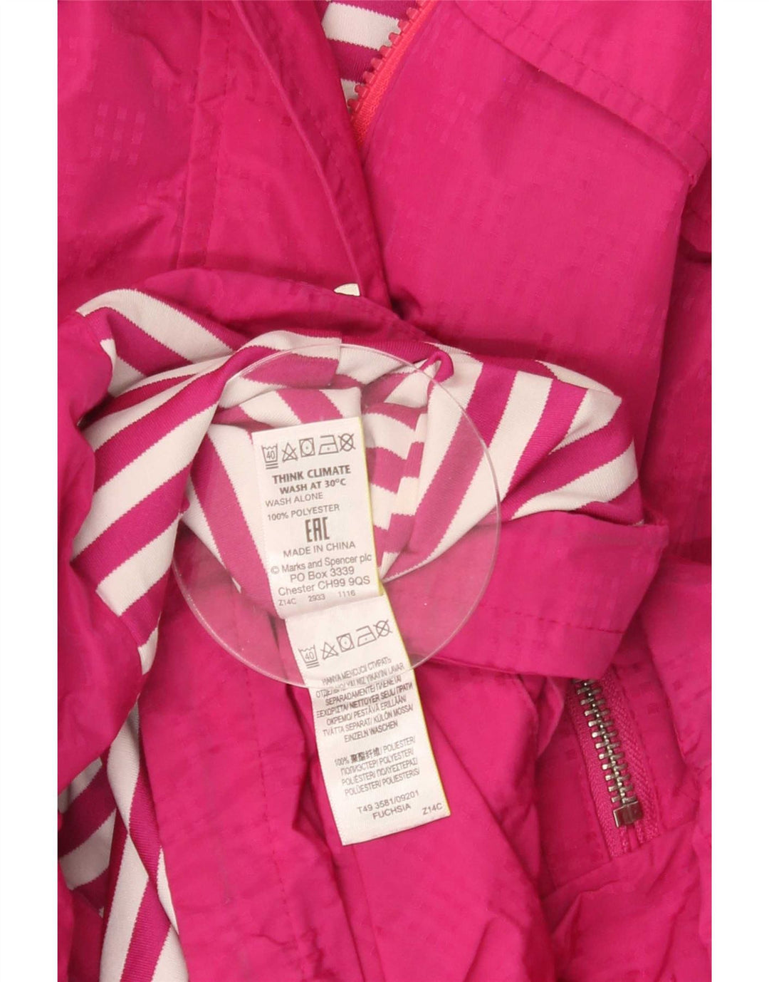 Marks & Spencer Womens Windbreaker Jacket UK 16 Large Pink Polyester