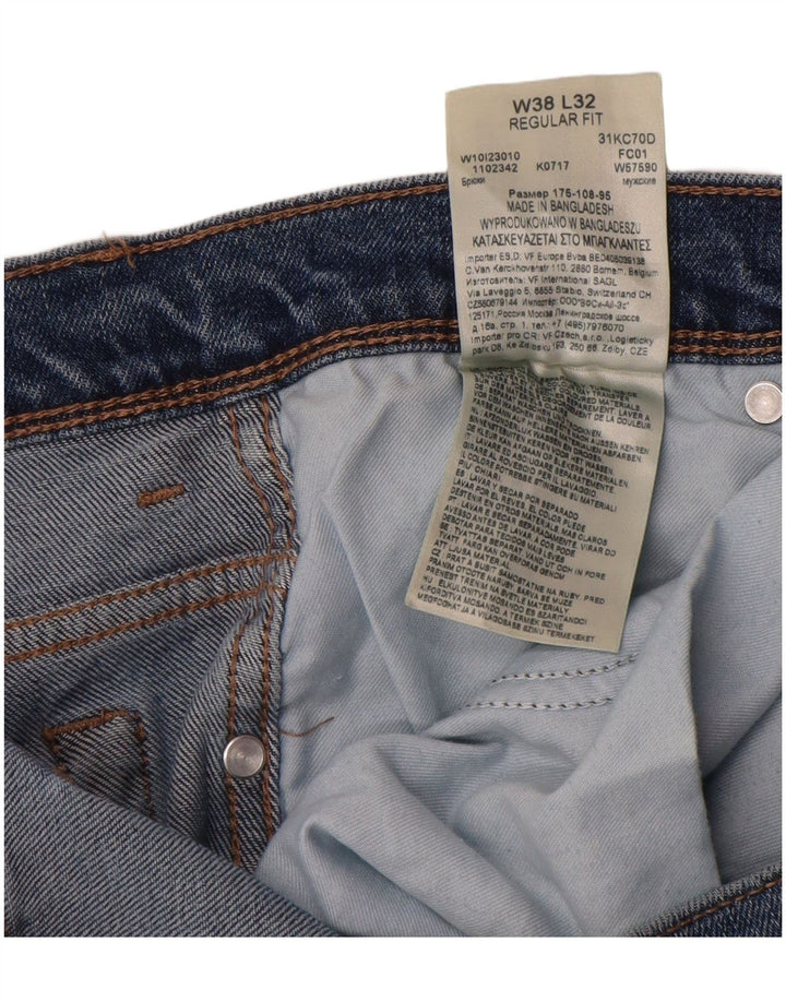 Wrangler Mens Regular Fit Straight Jeans W38 L32 Blue Cotton