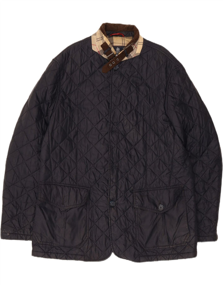 Barbour Mens Quilted Jacket UK 44 2XL Navy Blue Polyamide