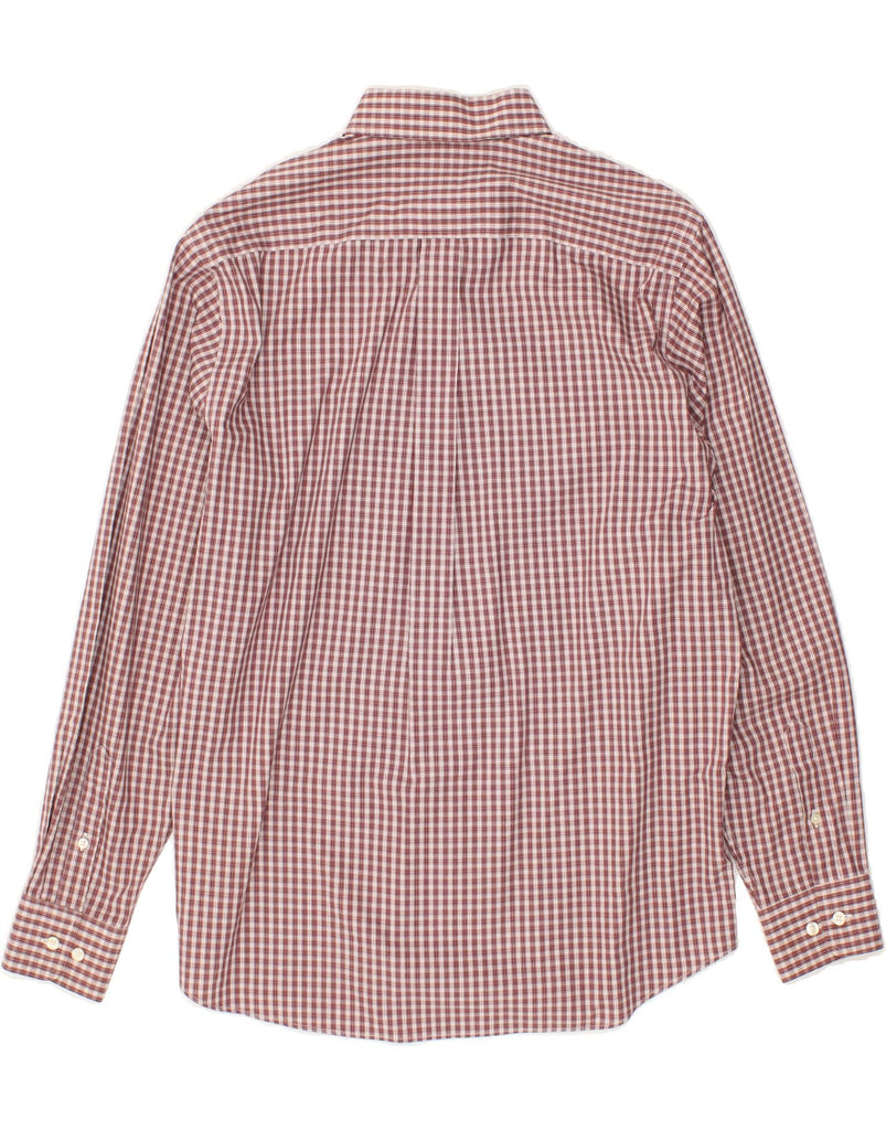 EDDIE BAUER Mens Relaxed Fit Shirt Medium Burgundy Check Cotton Vintage Eddie Bauer and Second-Hand Eddie Bauer from Messina Hembry 