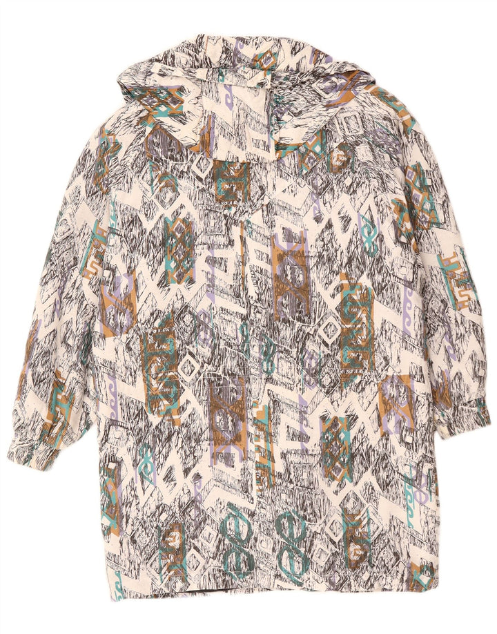 VINTAGE Womens Windbreaker Coat UK 10 Small Multicoloured Geometric