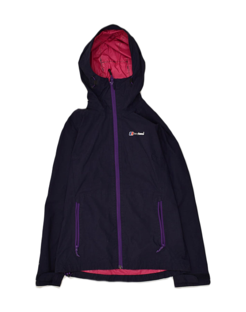 BERGHAUS Womens Hooded Rain Jacket UK 8 Small  Navy Blue Polyamide | Vintage Berghaus | Thrift | Second-Hand Berghaus | Used Clothing | Messina Hembry 