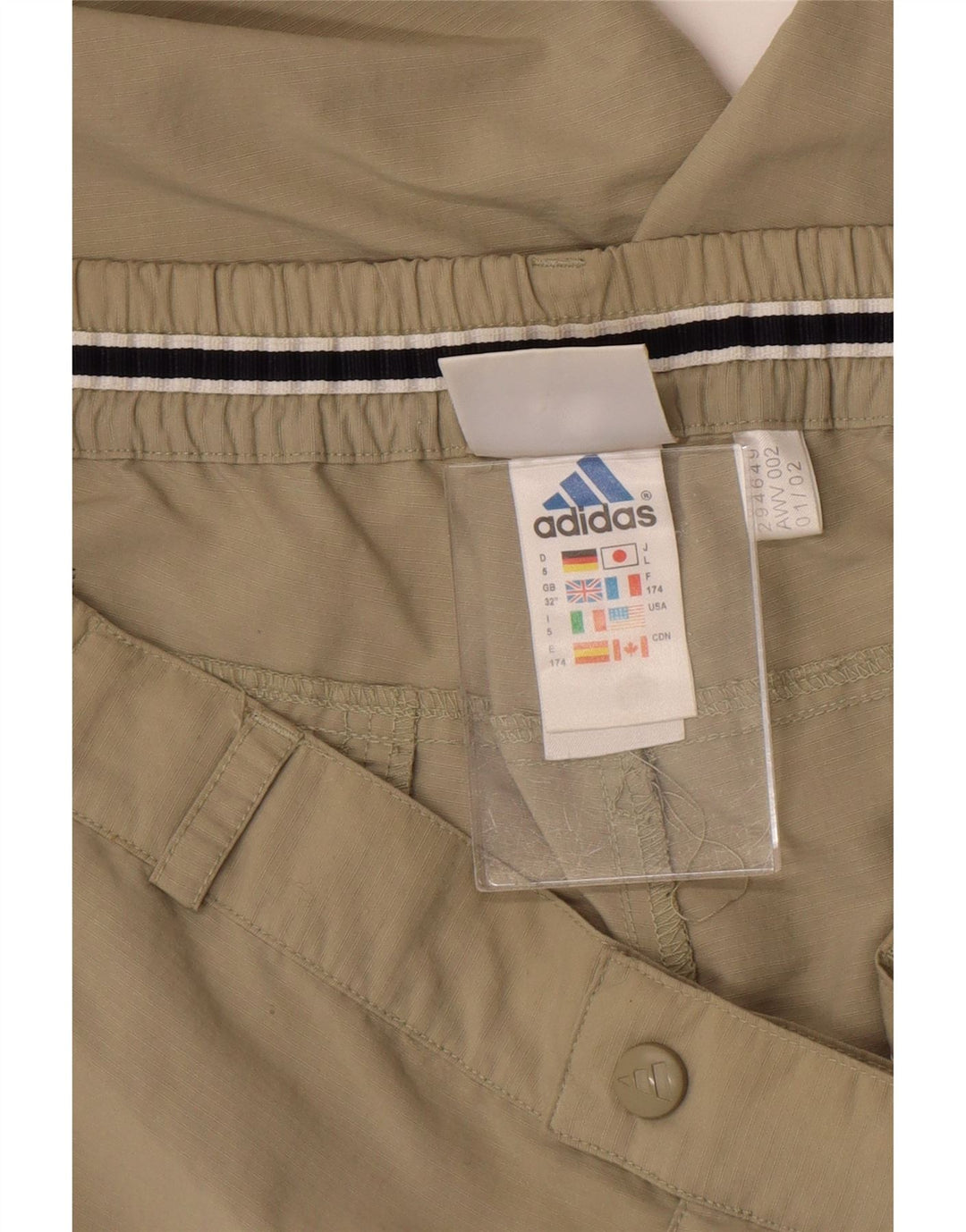 Adidas Mens Hiking Capri Trousers W32 L20 Khaki Polyamide