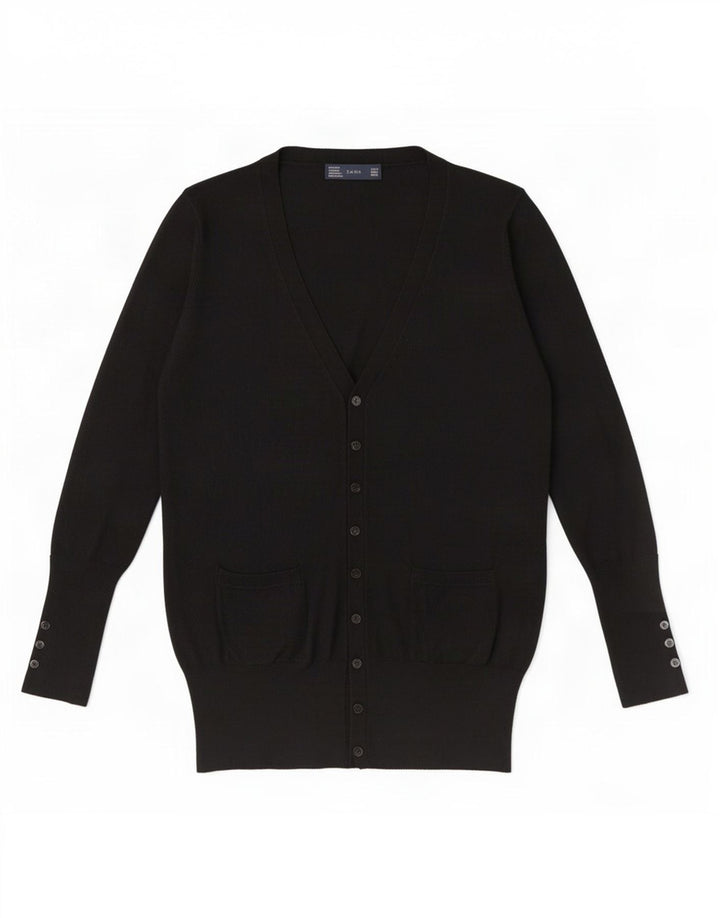Zara Womens Cardigan Sweater UK 12 Medium Black Rayon