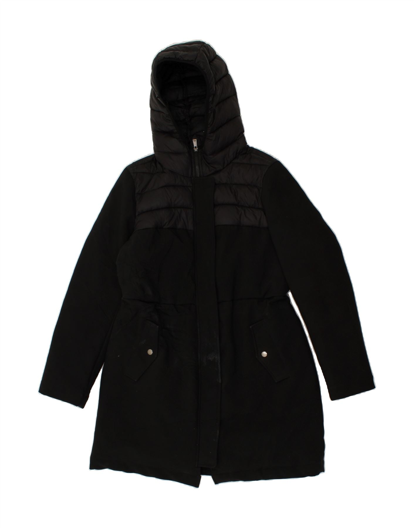 VINTAGE Womens Hooded Parka Jacket UK 18 XL Black Polyester