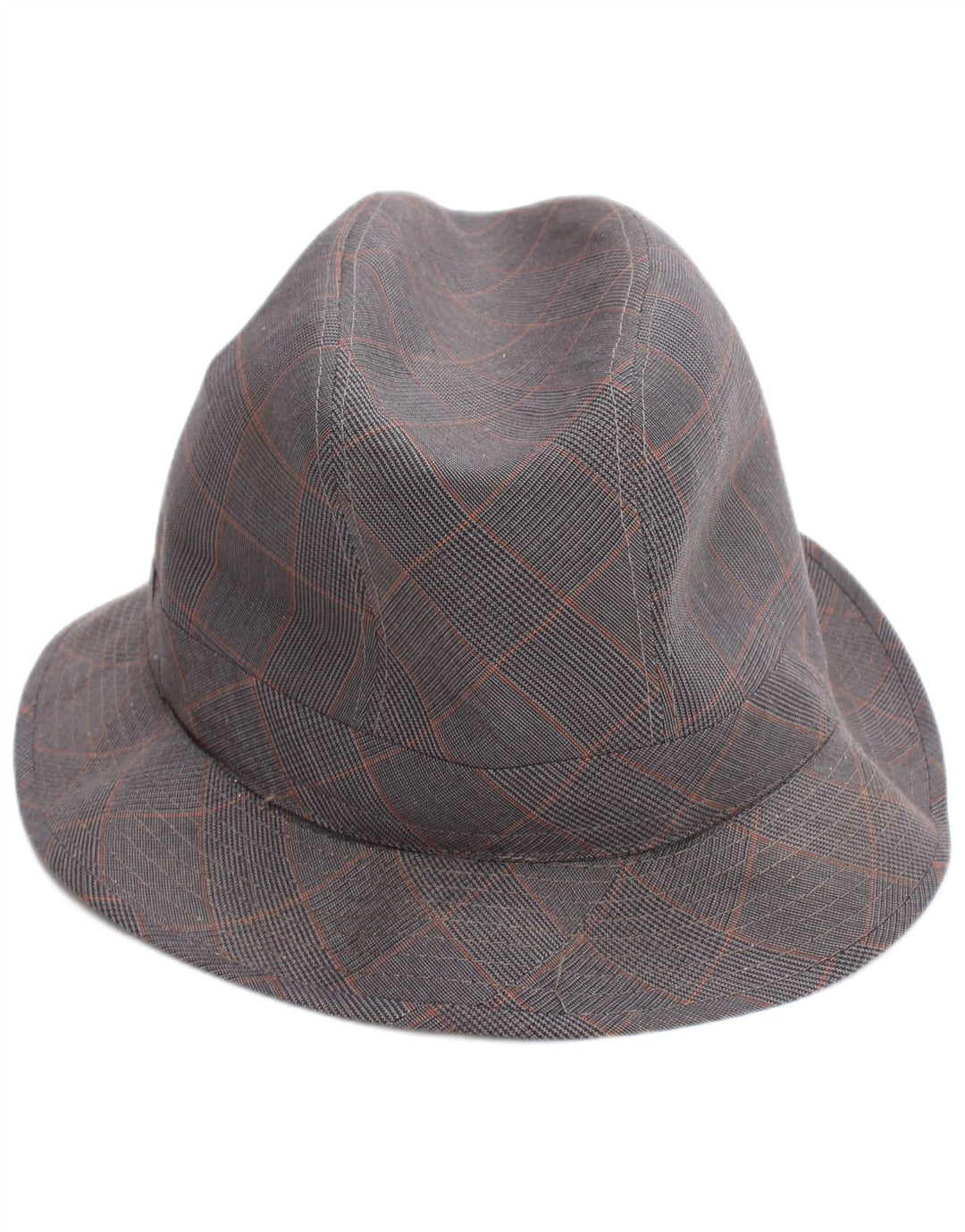 Vintage Mens Fedora Hat Large Grey Check Classic