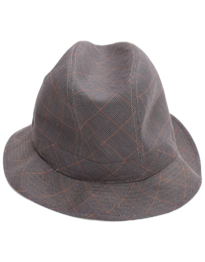 Vintage Mens Fedora Hat Large Grey Check Classic