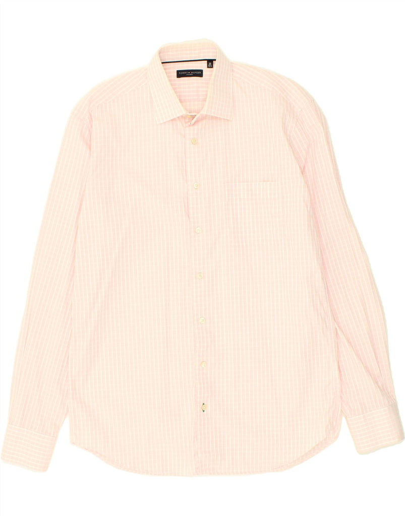 TOMMY HILFIGER Mens Tailored Shirt UK 15 1/2 39 Medium Pink Check Cotton | Vintage Tommy Hilfiger | Thrift | Second-Hand Tommy Hilfiger | Used Clothing | Messina Hembry 