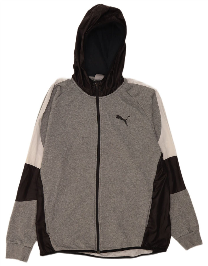 Puma Mens Zip Hoodie Sweater XL Grey Colourblock