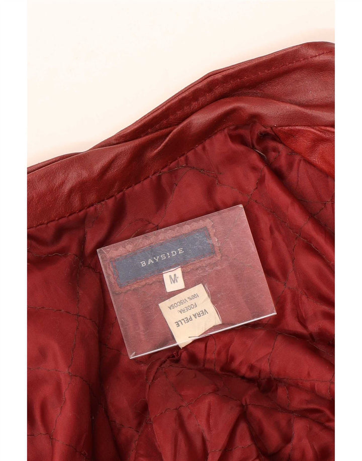 Bayside Womens Leather Coat UK 14 Medium Red