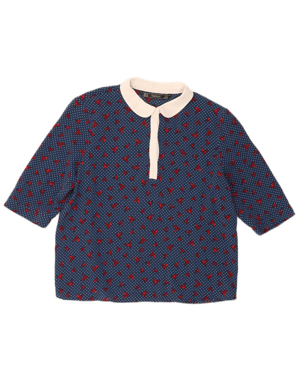 Zara Womens Trafaluc Blouse Top UK 14 Medium Blue Spotted Polyester