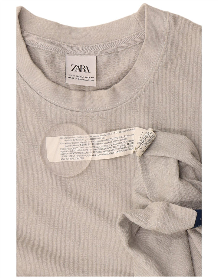 Zara Mens T-Shirt Top Medium Grey Cotton