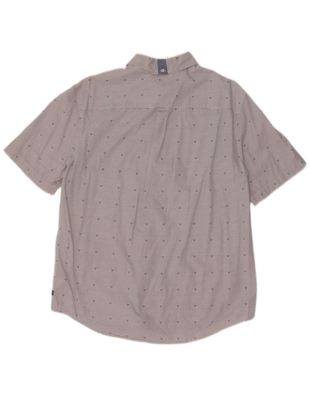Chaps Mens Short Sleeve Shirt Large Blue Striped Cotton Nautical