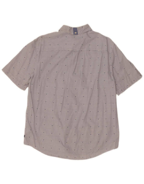 Chaps Mens Short Sleeve Shirt Large Blue Striped Cotton Nautical