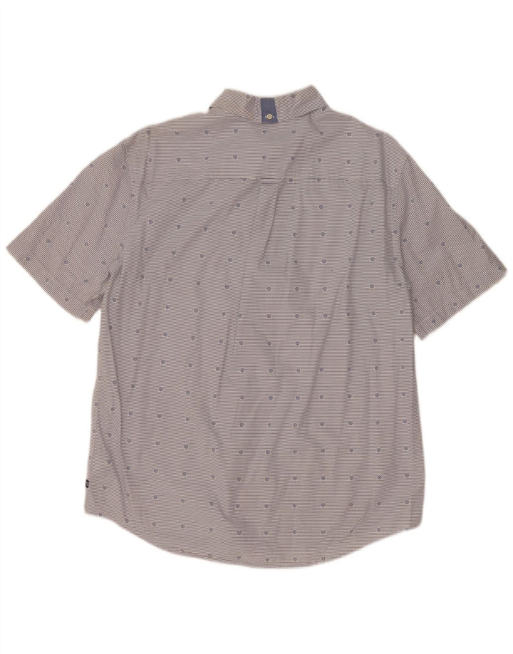 Chaps Mens Short Sleeve Shirt Large Blue Striped Cotton Nautical