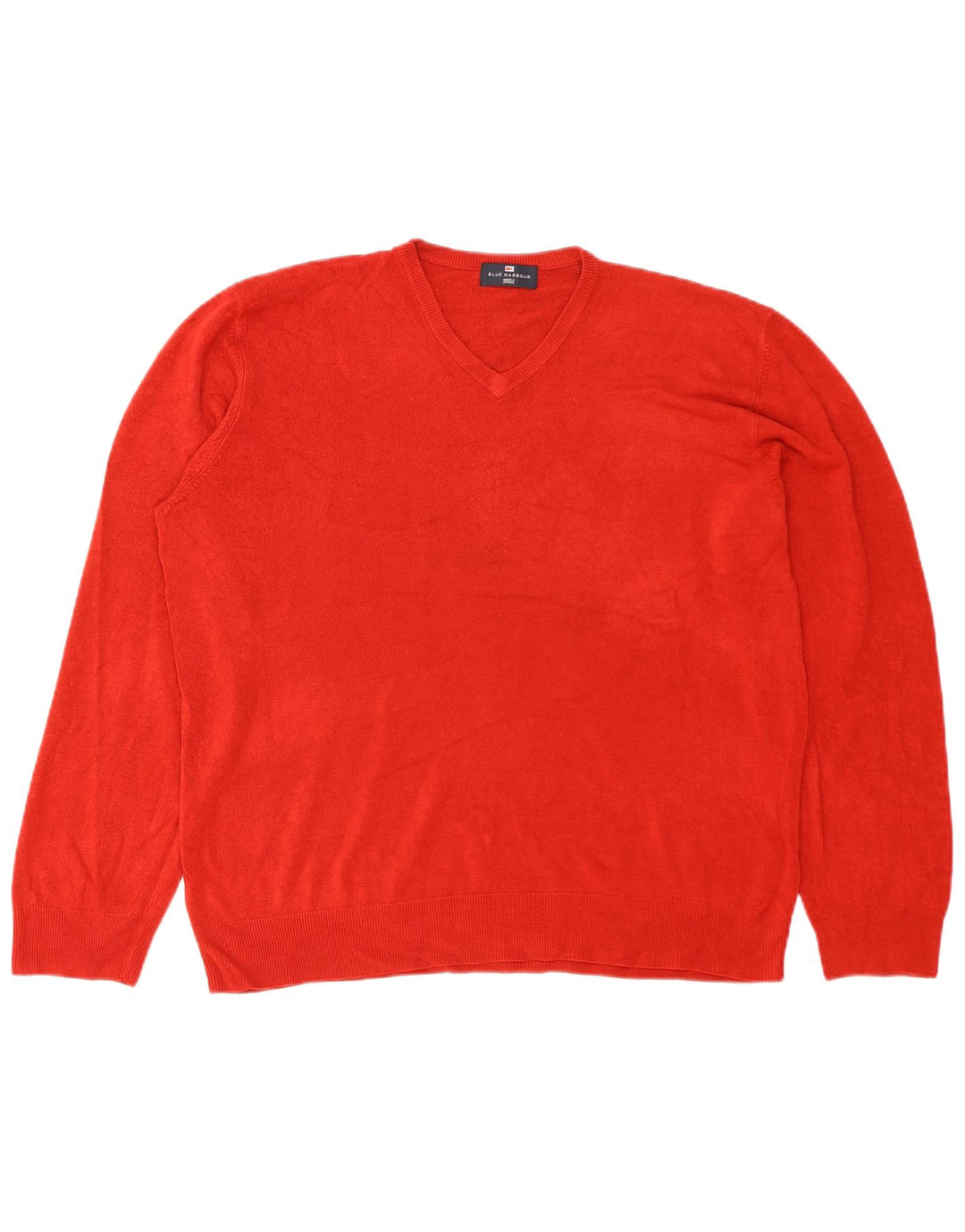 Marks & Spencer Mens Blue Harbour V-Neck Jumper Sweater 2XL Red Acrylic