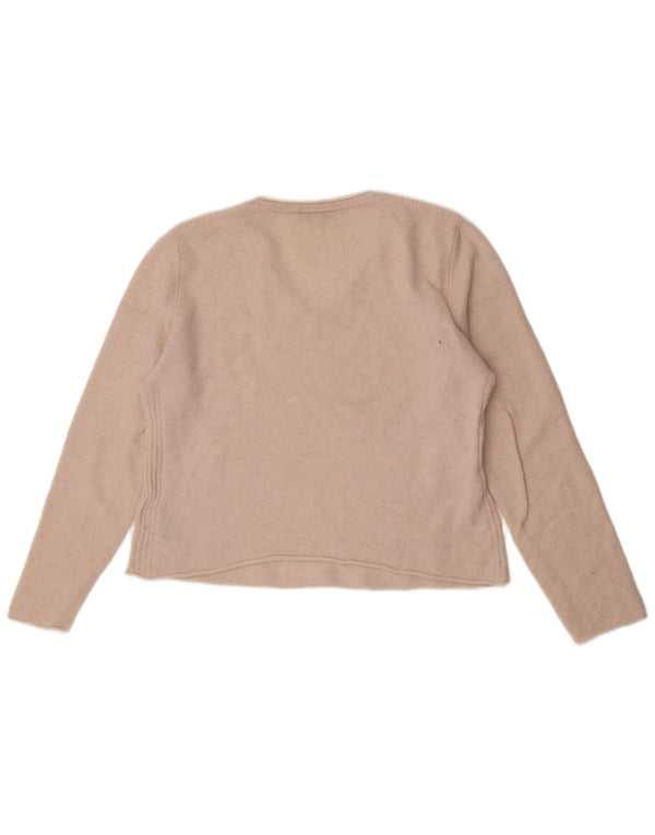 Tommy Hilfiger Womens Crop V-Neck Jumper Sweater UK 18 XL Off White Wool