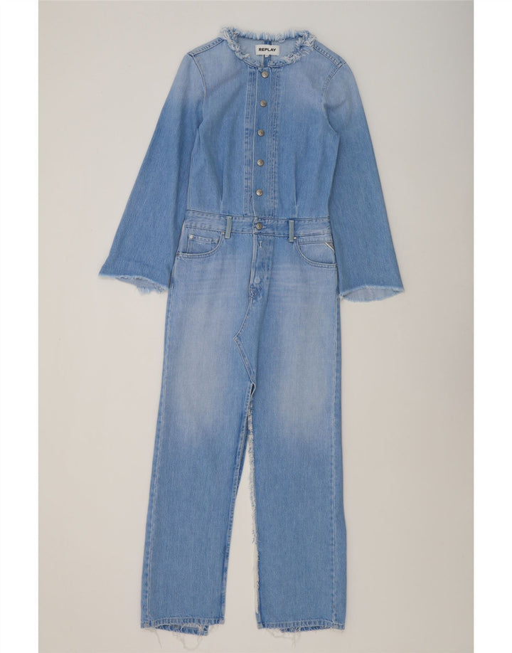 Replay Womens Denim Jumpsuit UK 10 Small Blue Cotton