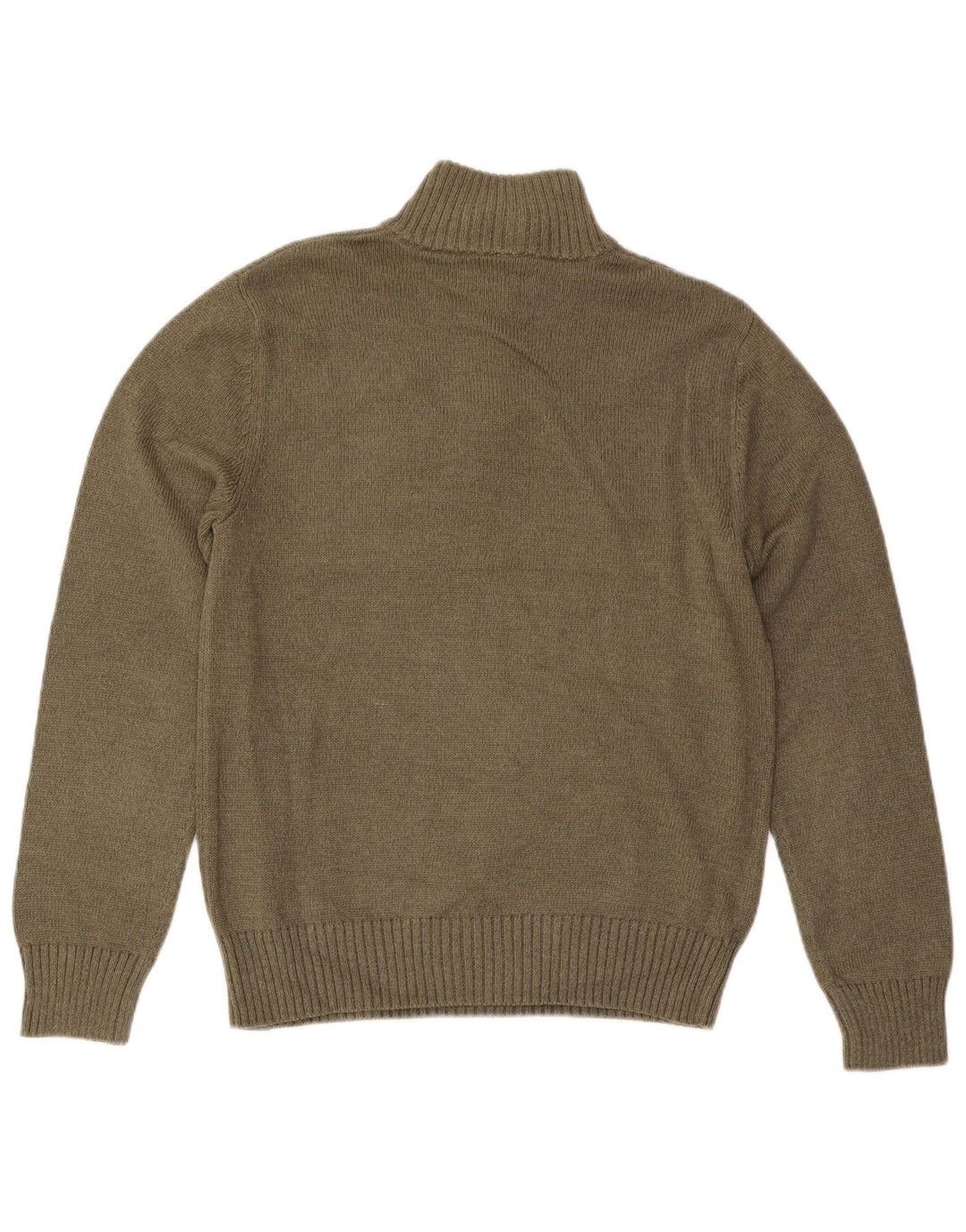 EDDIE BAUER Mens Zip Neck Jumper Sweater Small Khaki Cotton