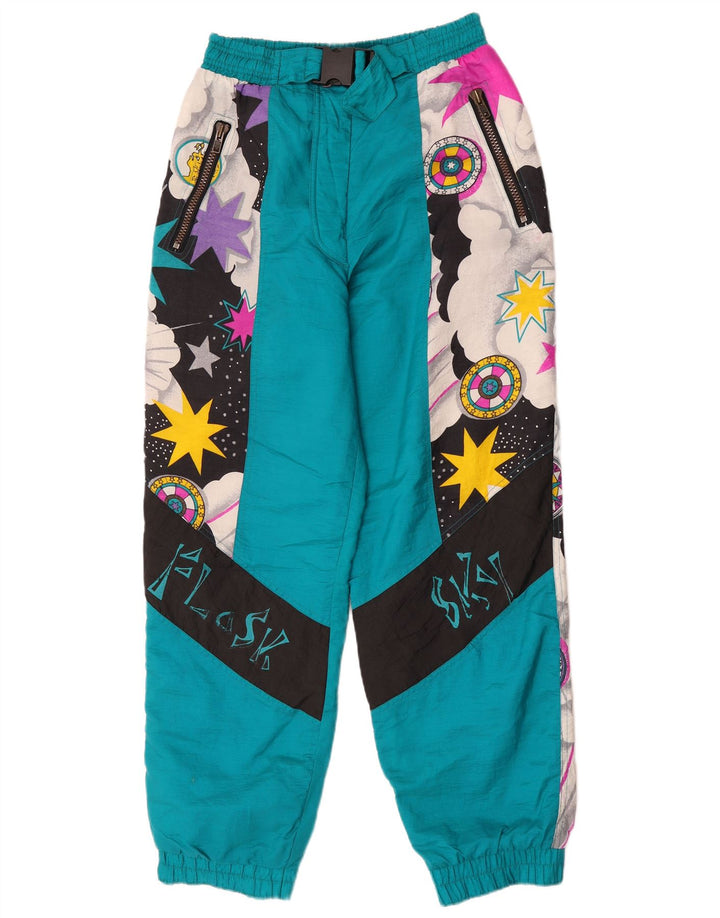 Vintage Womens Graphic Ski Trousers IT 50 XL Blue Colourblock
