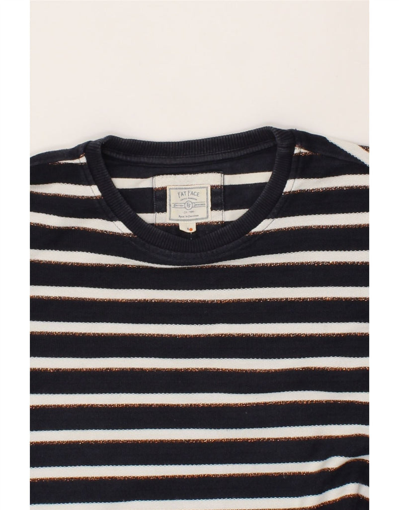 FAT FACE Womens Oversized Sweatshirt Jumper UK 10 Small Navy Blue Striped Vintage Fat Face and Second-Hand Fat Face from Messina Hembry 