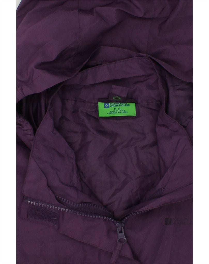 MOUNTAIN WAREHOUSE Girls Hooded Rain Jacket 11-12 Years Purple Polyester | Vintage Mountain Warehouse | Thrift | Second-Hand Mountain Warehouse | Used Clothing | Messina Hembry 