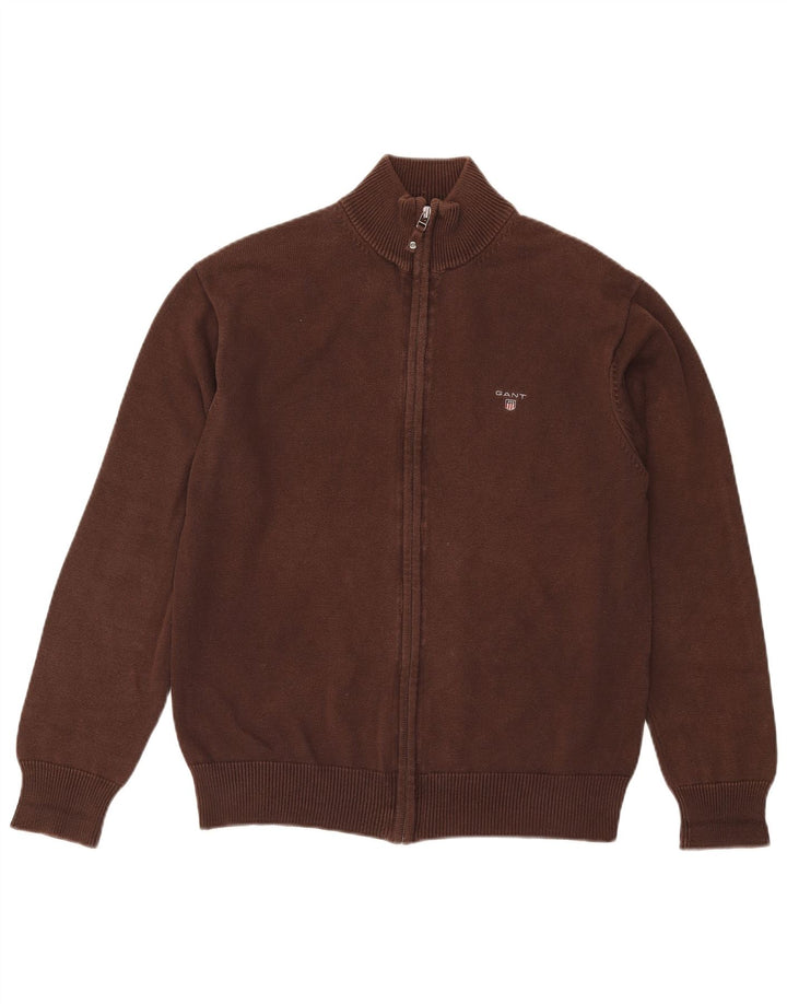 Gant Mens Cardigan Sweater Large Brown Cotton