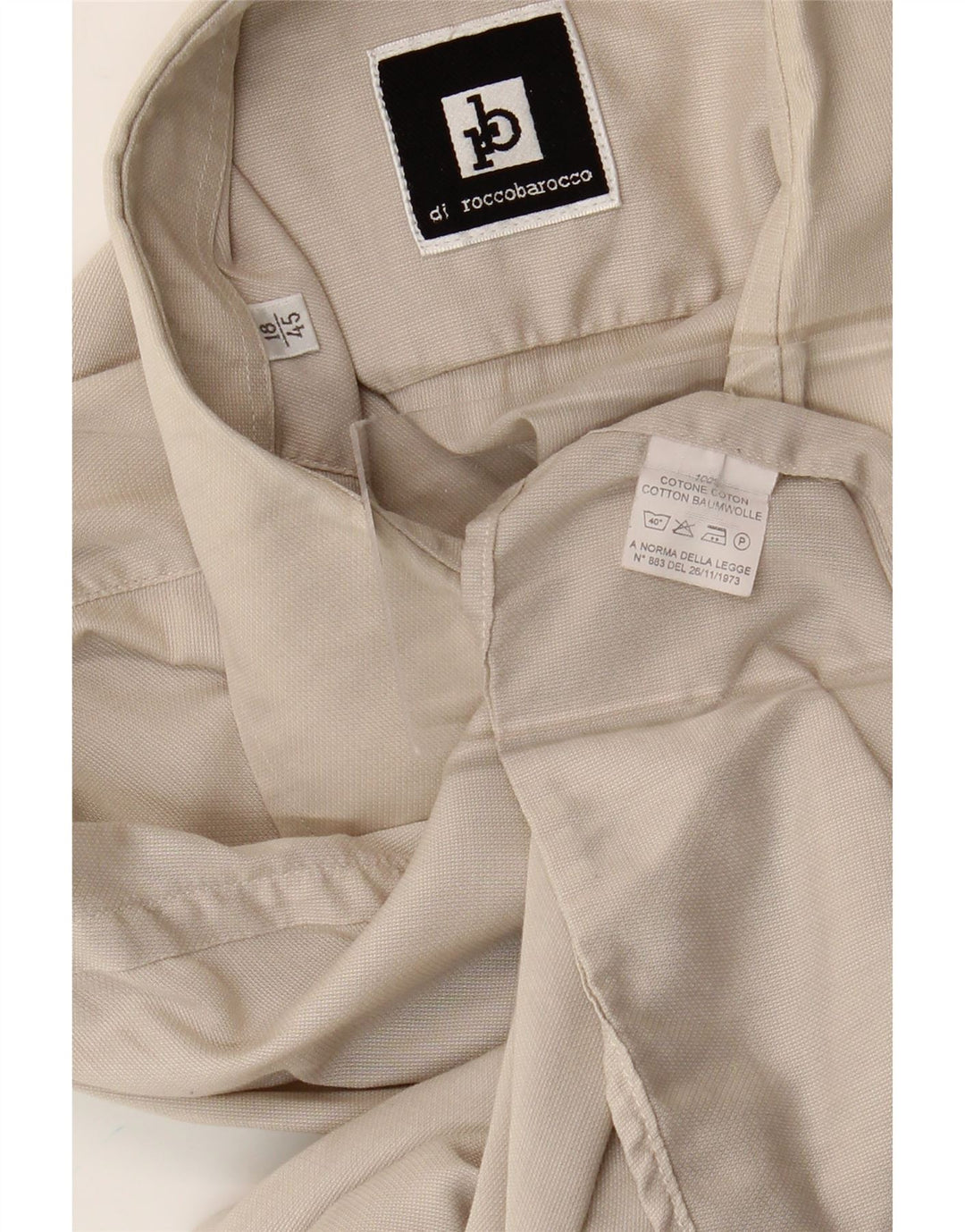 Roccobarocco Mens Shirt Size 18 45 2XL Beige Cotton