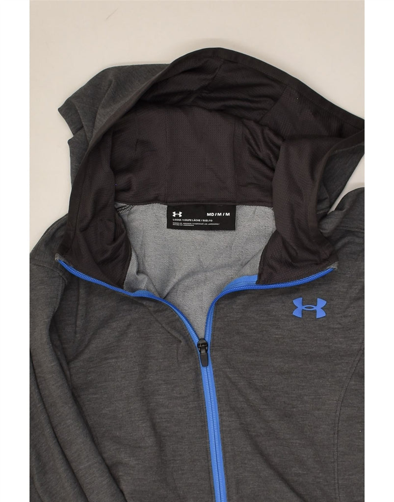 UNDER ARMOUR Womens Zip Hoodie Sweater UK 12 Medium Grey Polyester | Vintage Under Armour | Thrift | Second-Hand Under Armour | Used Clothing | Messina Hembry 