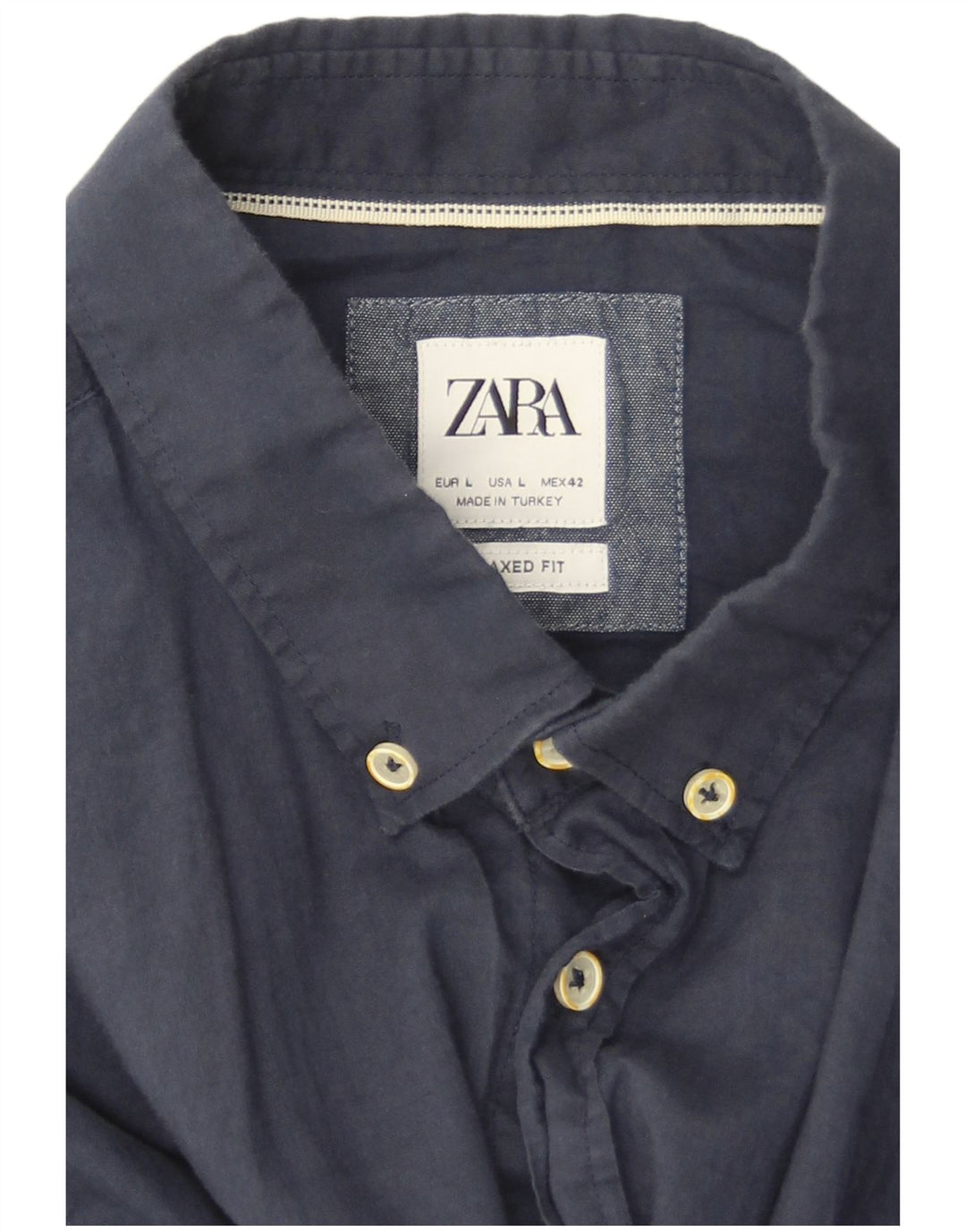 Zara Mens Relaxed Fit Shirt Large L70 Navy Blue