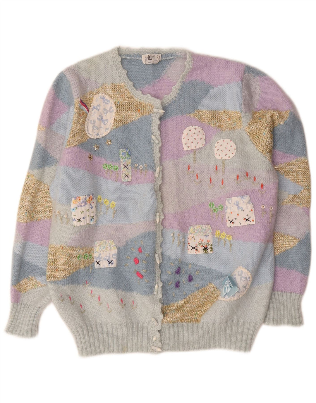 Vintage Womens Cardigan Sweater UK 14 Medium Multicoloured Novelty