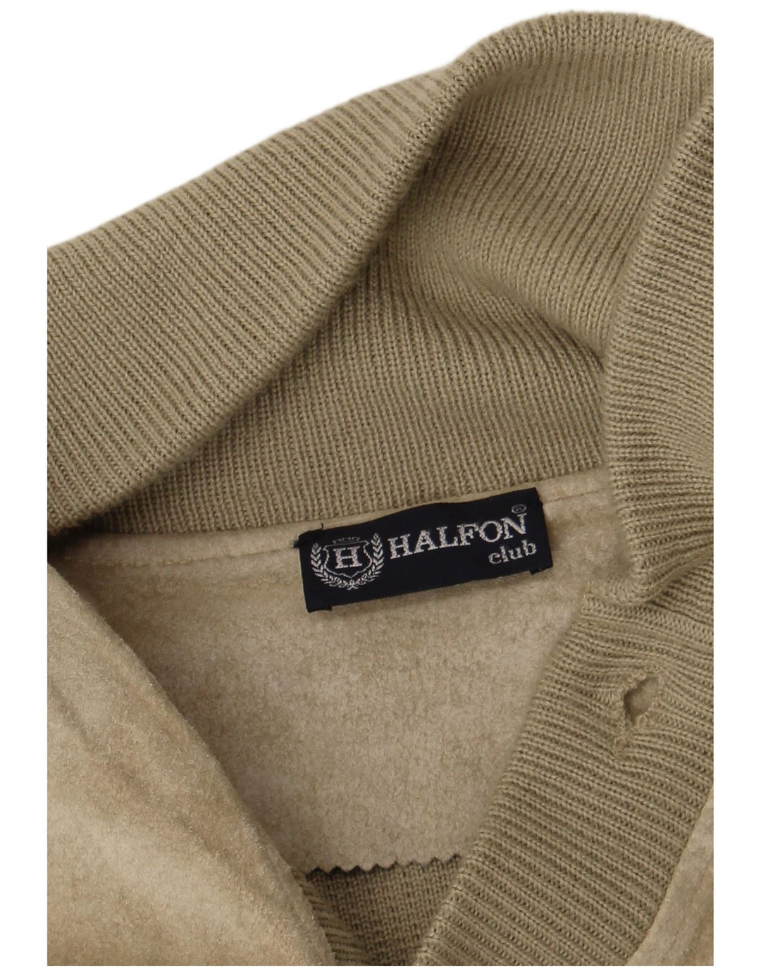 Halfon Mens Cardigan Sweater Large Khaki