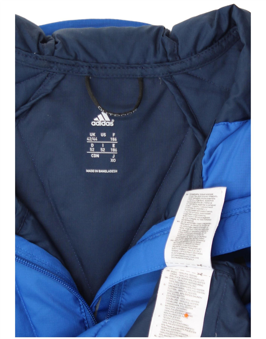 Adidas Mens Hooded Padded Jacket UK 42/44 Large Blue Polyester