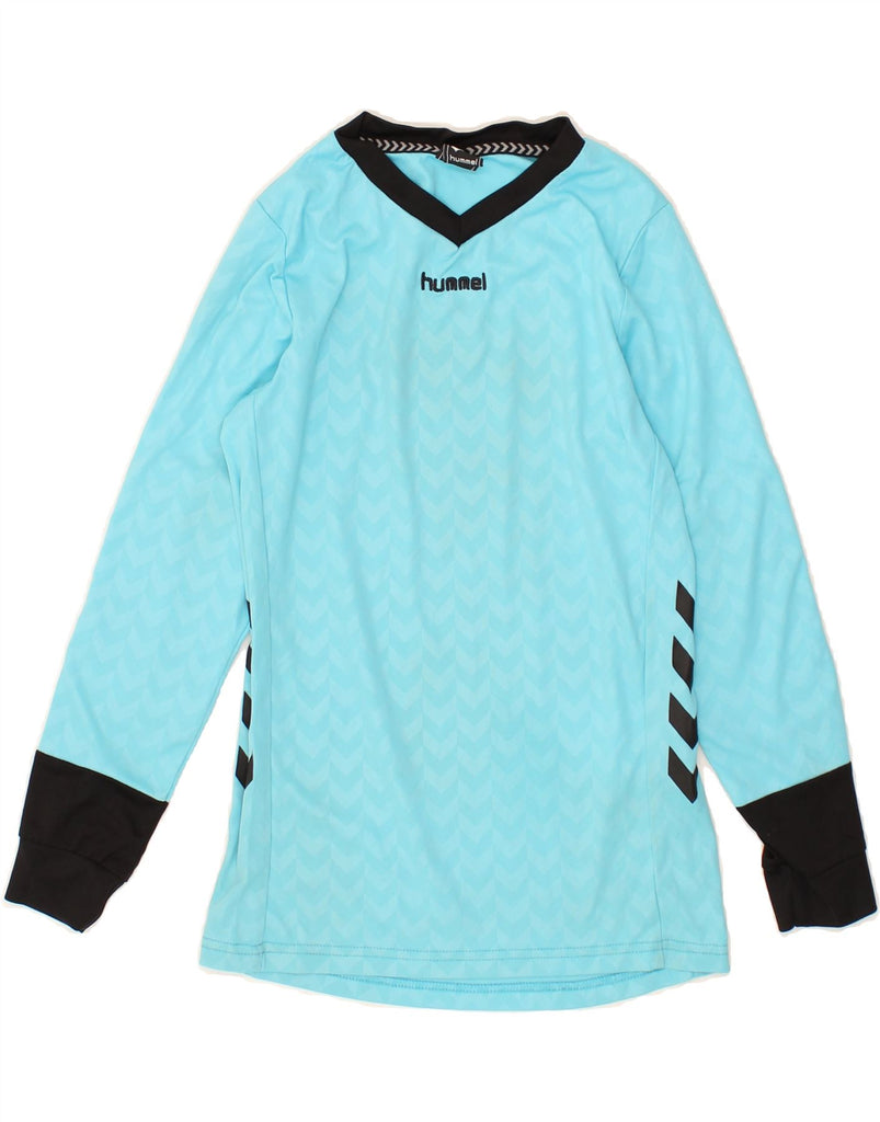 HUMMEL Boys Graphic Top Long Sleeve 11-12 Years Blue Colourblock Polyester | Vintage Hummel | Thrift | Second-Hand Hummel | Used Clothing | Messina Hembry 