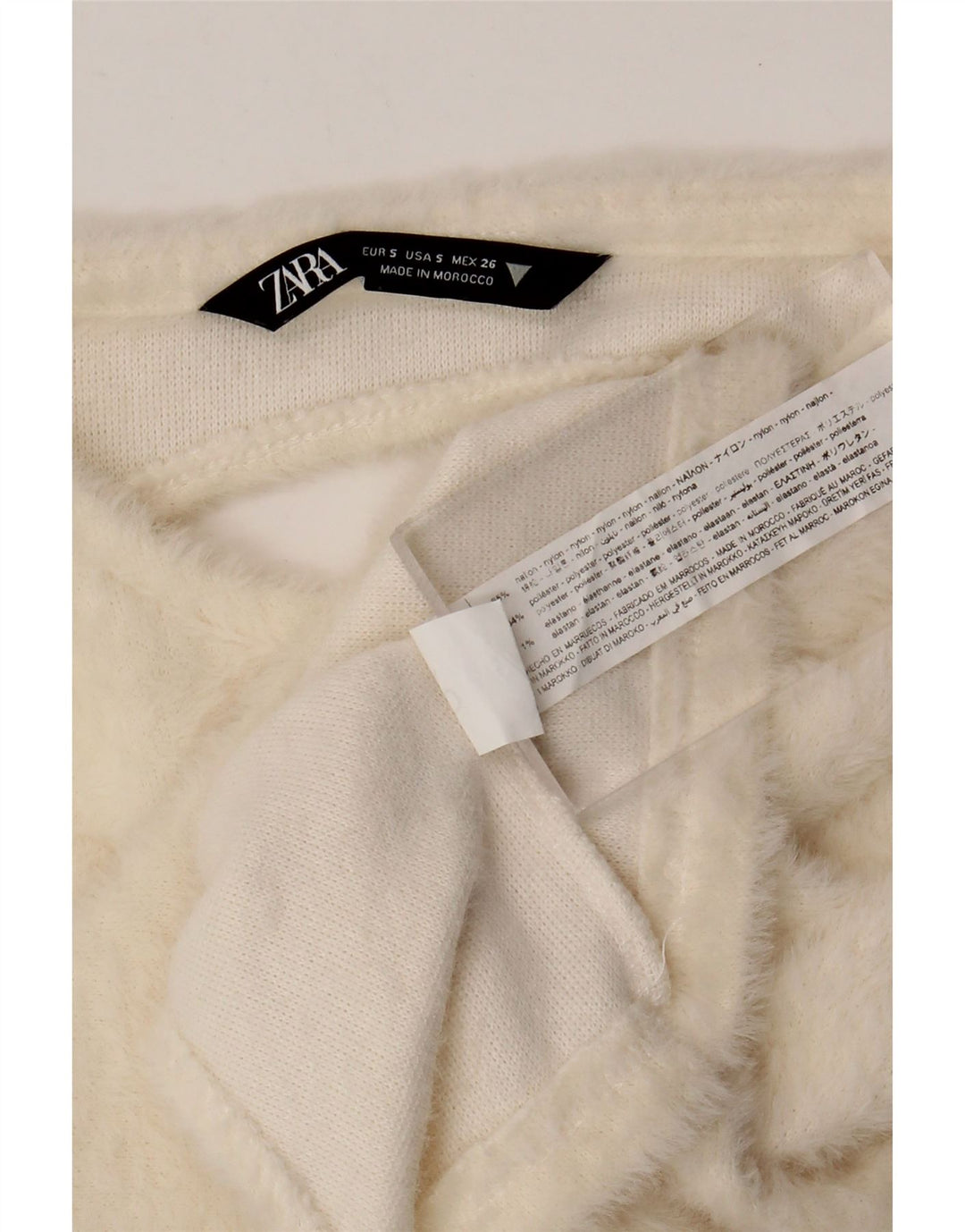 Zara Womens Long Sleeve Crop Blouse Top UK 10 Small White Nylon