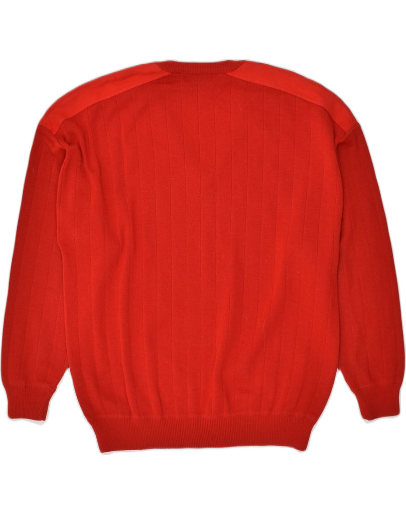 IL GRANCHIO Mens V-Neck Jumper Sweater Large Red Cotton | Vintage Il Granchio | Thrift | Second-Hand Il Granchio | Used Clothing | Messina Hembry 