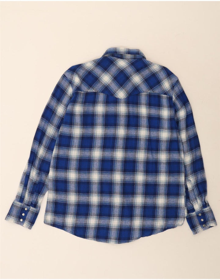 Wrangler Mens Flannel Shirt Large Blue Check