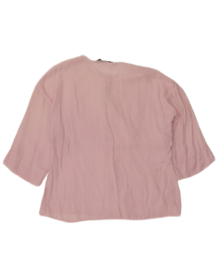Zara Womens Oversized 3/4 Sleeve Blouse Top UK 6 XS Pink