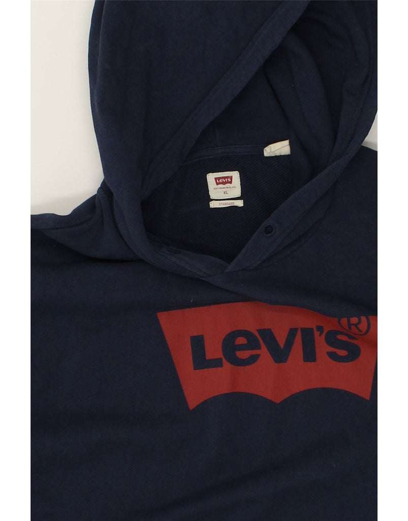 LEVI'S Mens Graphic Hoodie Jumper XL Navy Blue Cotton | Vintage Levi's | Thrift | Second-Hand Levi's | Used Clothing | Messina Hembry 