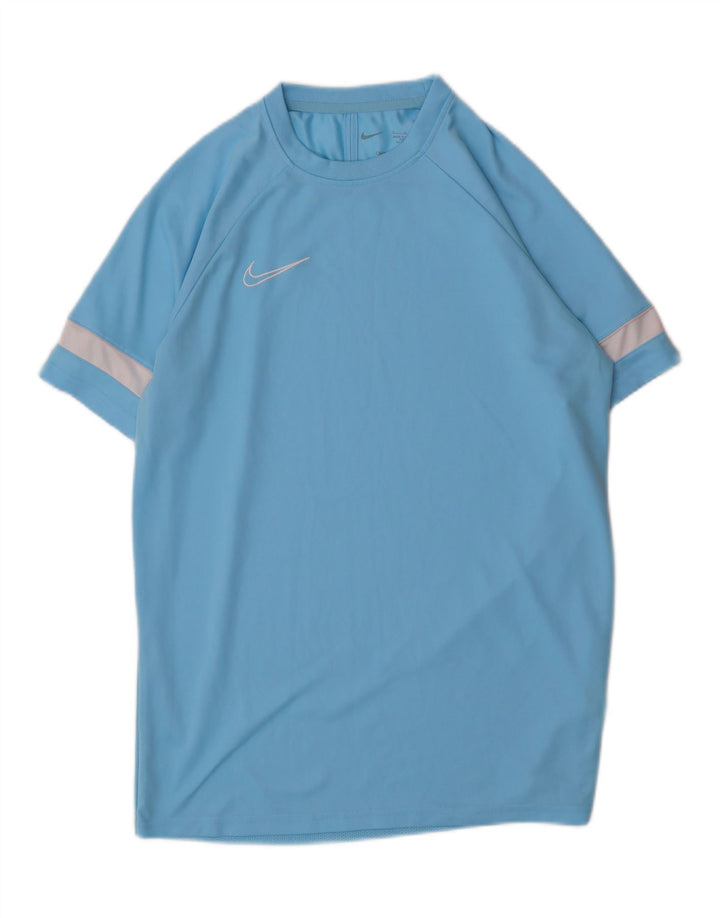 NIKE Mens Dri Fit T-Shirt Top Large Blue Colourblock Polyester