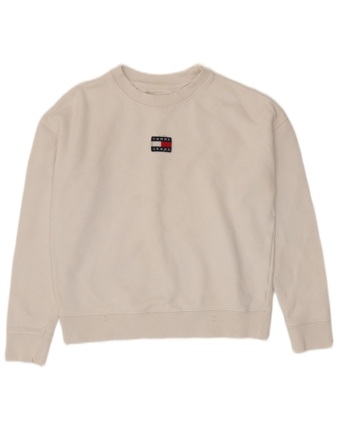 Tommy Hilfiger Womens Crop Graphic Sweatshirt Jumper UK 10 Small White