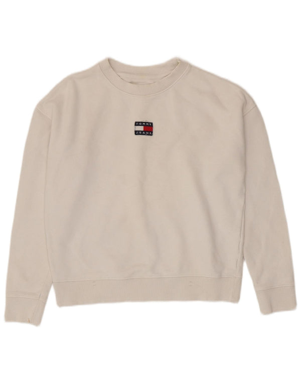 Tommy Hilfiger Womens Crop Graphic Sweatshirt Jumper UK 10 Small White